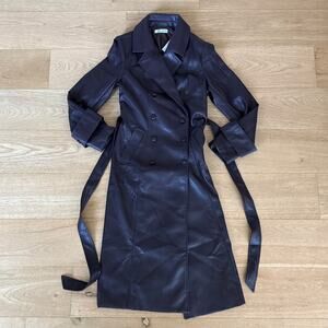 Cupshe x Jen Affleck Faux Leather Coat Off Script Size XS Purple